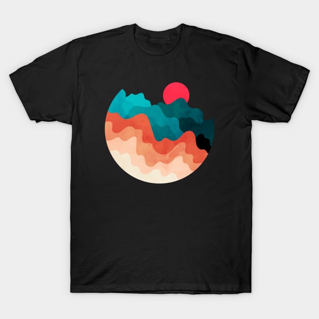 Minimalist Abstract Nature Art #63 Mountain Hills T-Shirt by Insightly Designs